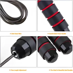 Corde à sauter réglable en fil d'acier – roulements anti-nœuds – Image 5
